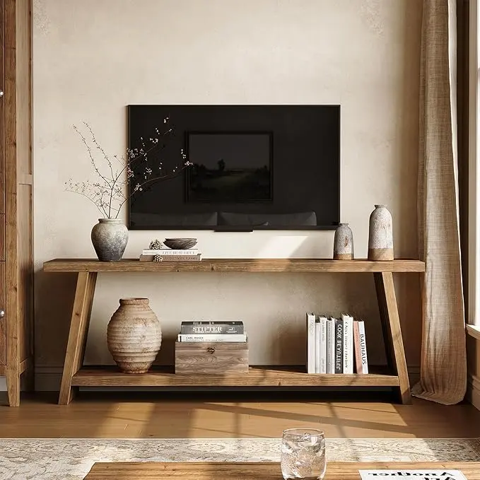 LITTLE TREE Solid Wood TV Stand, Farmhouse Media Console