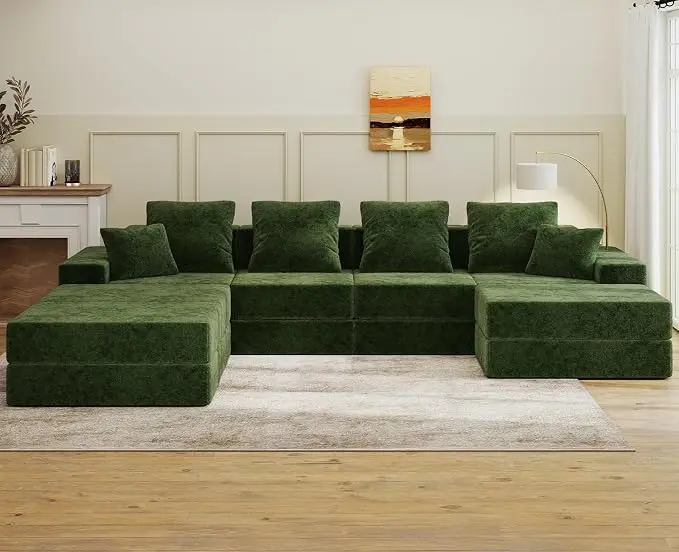 Living&Giving 128" U-Shaped Cloud Sectional Couch