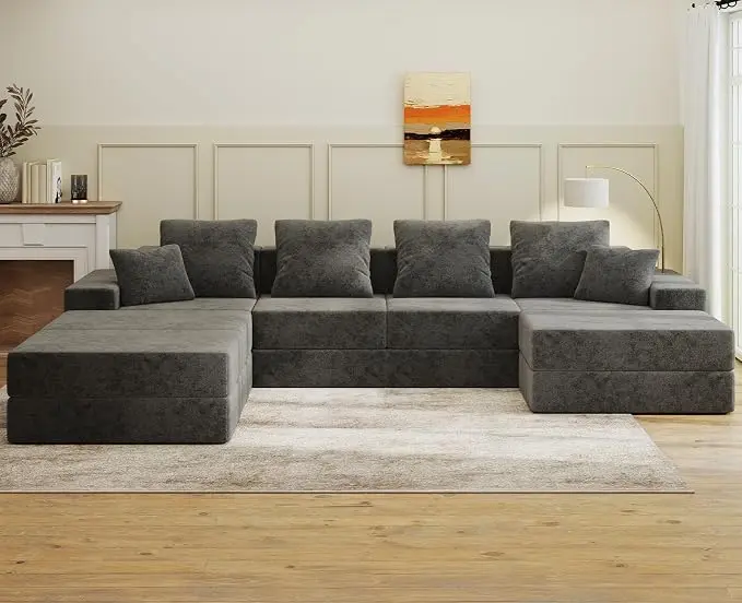 Living&Giving 128" U-Shaped Cloud Sectional Couch