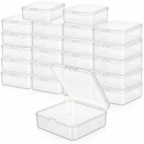 LJY 23 Clear Square Plastic Boxes, 2.9 x 2.9 x 1 in for Model Parts