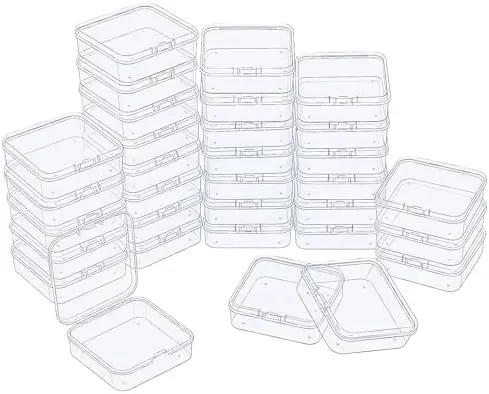 LJY 32 Clear Square Plastic Boxes, 2.5 x 2.5 x 0.8 in for Electronics