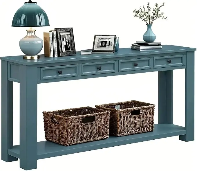 LKTART Solid Wood Console Table, 63 in Long Sofa Table Entryway Table