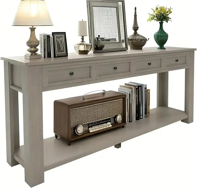 LKTART Solid Wood Console Table, Long Sofa Table Entryway Table
