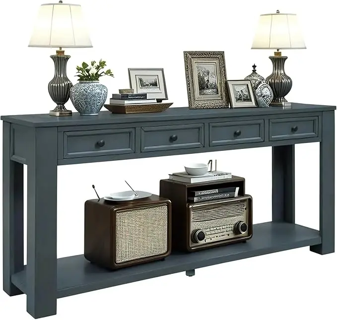 LKTART Solid Wood Console Table, Long Sofa Table Entryway Table