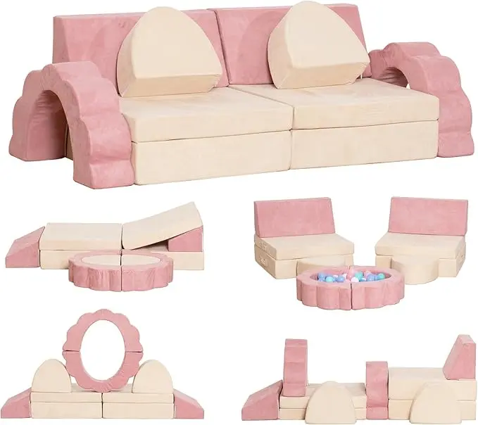 LOAOL Kids Couch 10PCS, Modular Kids Play Couch, Imaginative Convertible Play