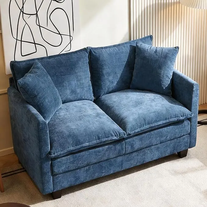 Loveseat Sofa, Comfy Chenille Small Couch