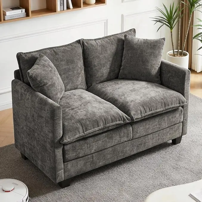 Loveseat Sofa, Comfy Chenille Small Couch