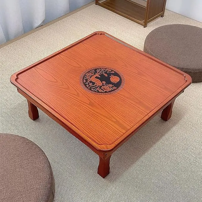 Low Folding Coffee Table, Japanese Style Solid Wood Floor Table