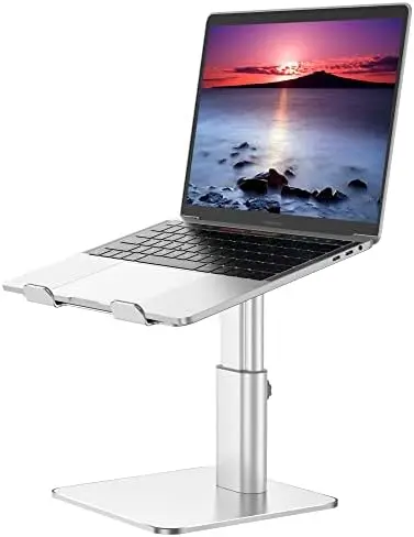 LSX6N Laptop Stand, Ergonomic Adjustable Notebook Riser, Computer Holder, Laptop Mount Compatible with 10-15.6" Laptops, Silver