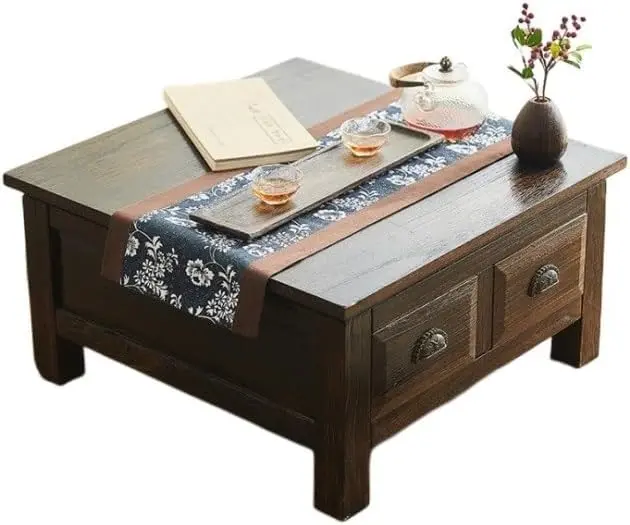 LUNIZ Nightstand Sofa Table Old Chinese Style Dining Table Wooden Storage