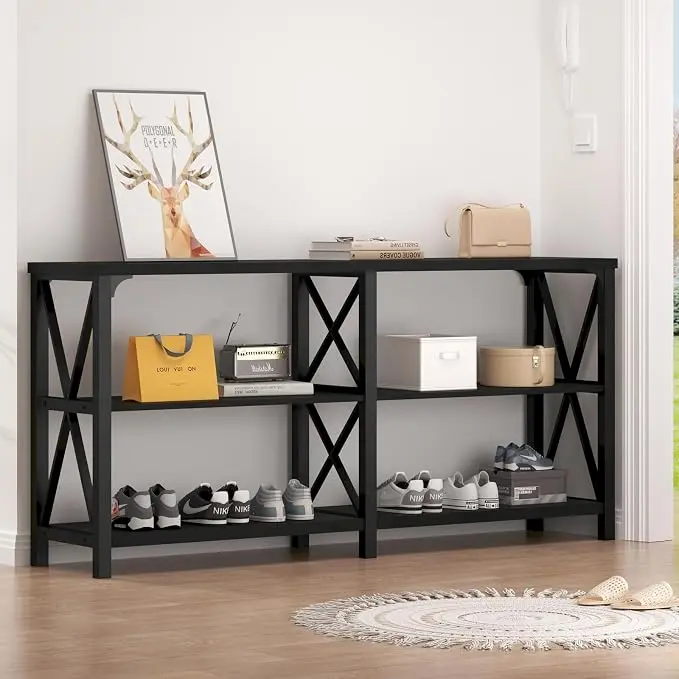 LVB Industrial Entryway Table, Farmhouse Rustic Console Tables Behind Couch