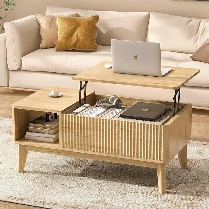 LYNCOHOME Fluted Lift Top Coffee Table