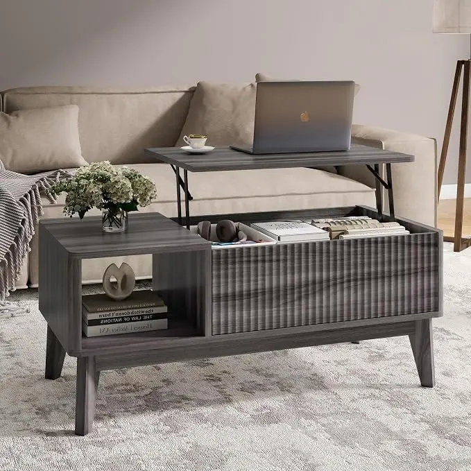 LYNCOHOME Fluted Lift Top Coffee Table