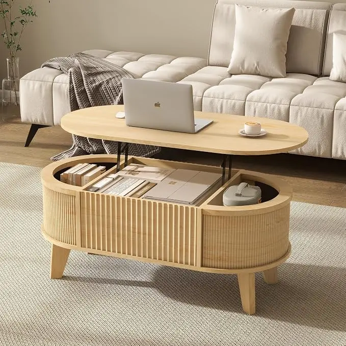 LYNCOHOME Fluted Lift Top Coffee Table
