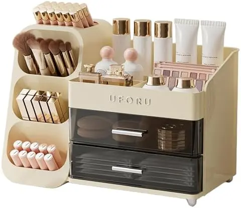 Makeup Organizer Countertop with Brush Holder for Vanity Bathroom