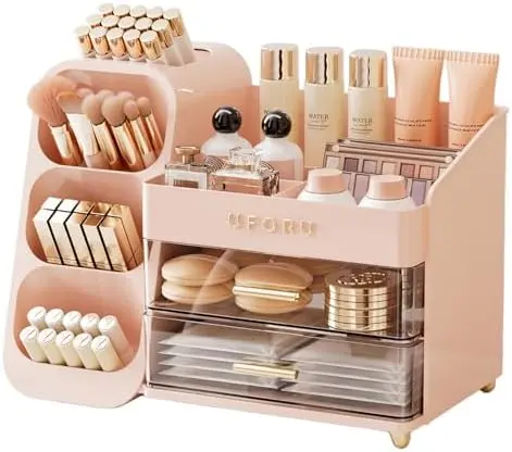 Makeup Organizer Countertop with Brush Holder for Vanity Bathroom