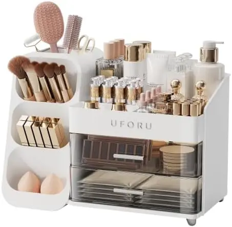 Makeup Organizer Countertop with Brush Holder for Vanity Bathroom