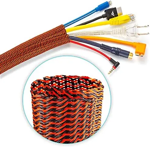 Management Wire Loom 10ft 1 Inch Black and Orange Split Cord Protector