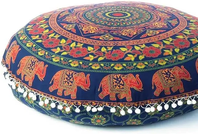 Mandala Floor Pillow Cover Meditation Cushion Seating Throw Hippie Round