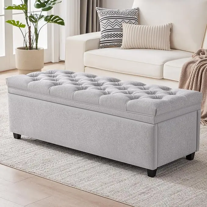 Mangodan 50" Storage Ottoman Bench, Tufted Ottoman