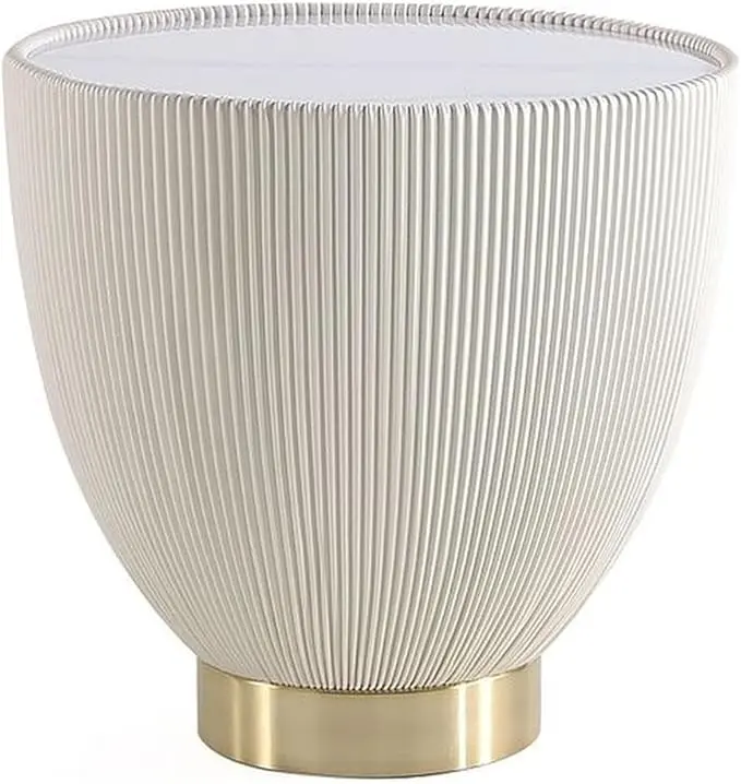 Manhattan Comfort Anderson Modern 18" Round End Table 2.0 | Ceramic Marble