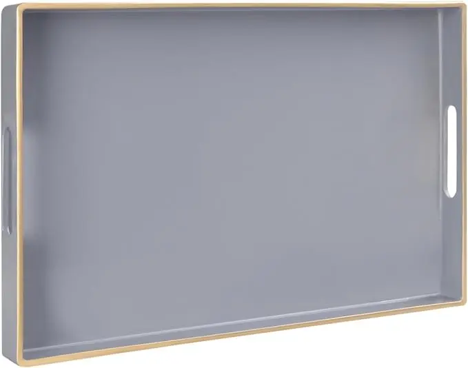 MAONAME Gray Serving Tray with Handles, Modern Grey Decorative Tray