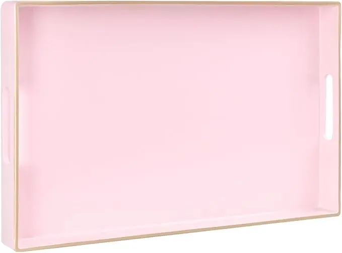 MAONAME Pink Serving Tray with Handles, Modern Decorative Tray
