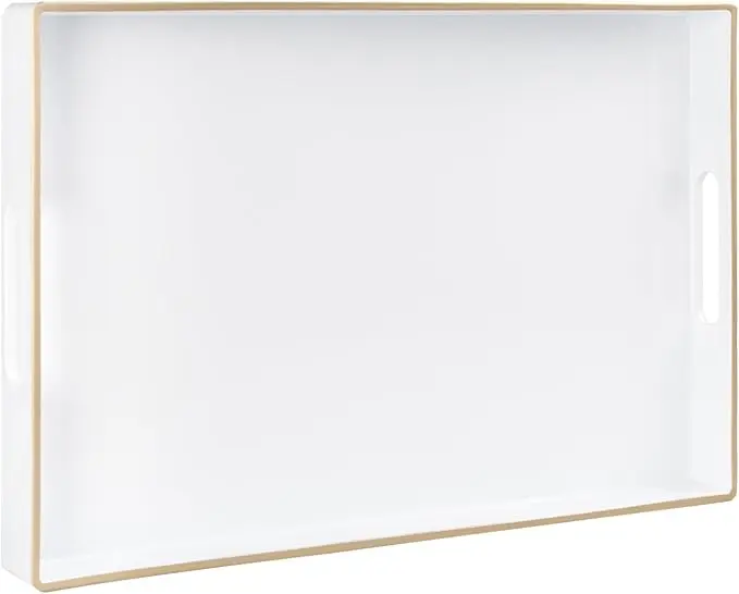 MAONAME White Decorative Tray for Coffee Table, Modern Serving Tray