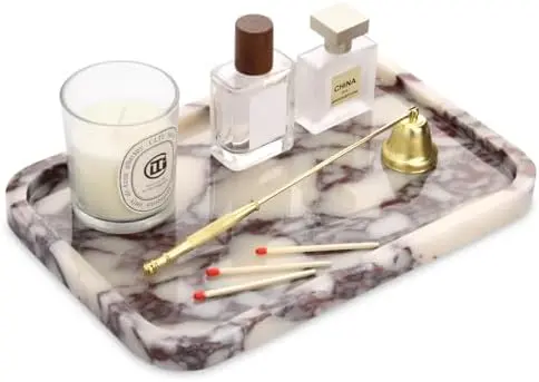 Marble Bathroom Vanity Decorative Tray, Calacatta Viola, 12 * 8 * 0.8