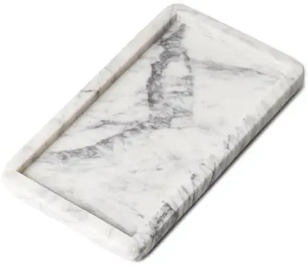 Marble Tray for Bathroom Vanity, White, Small 8.75 x 5 Inch