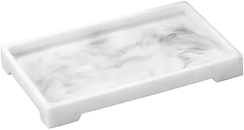 Marble Tray for Soap Dispenser Perfume Jewelry, M, Marble White
