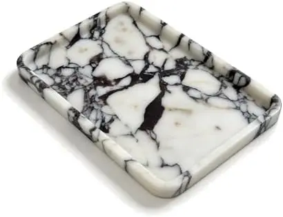 Marble Vanity Tray, 9.84 x 6.69 in, White Burgundy