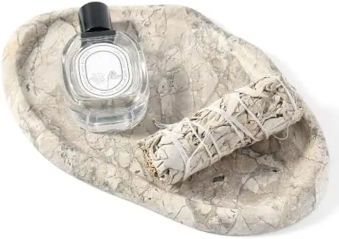 Marble Vanity Tray for Bathroom, Cloud Shape Stone Key Tray