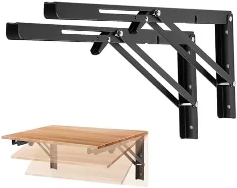Matte Black Folding Shelf Brackets, 18 Inch, 2 Pack