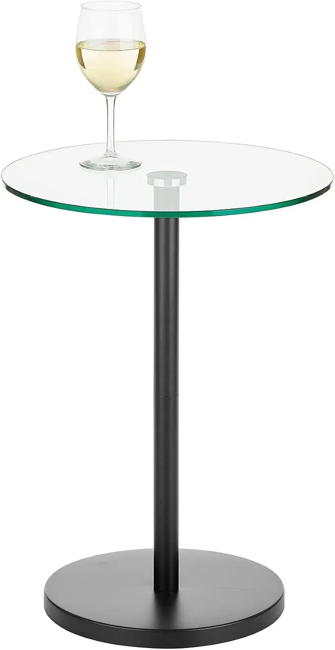 mDesign Glass Top Side/End Drink Table