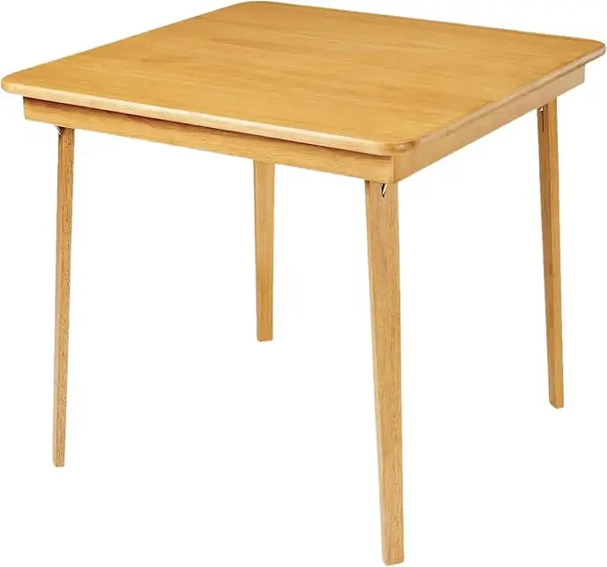 MECO Stakmore Classic Straight Edge Square Wood Folding Card Table, Oak