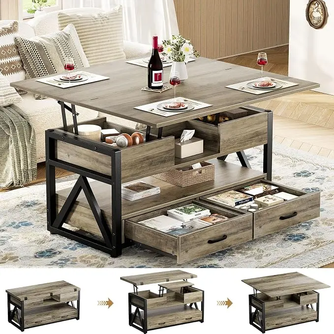 Memobarco 40" Lift Top Coffee Table, 4 in 1 Multi-Function Lift Coffee Tables