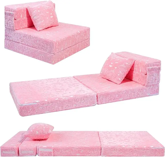 MeMoreCool Glow Pink Unicorn Tri-fold Sofa Bed