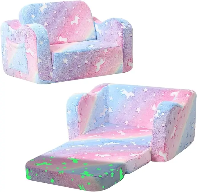 MeMoreCool Glowing Rainbow Unicorn Kids Chair
