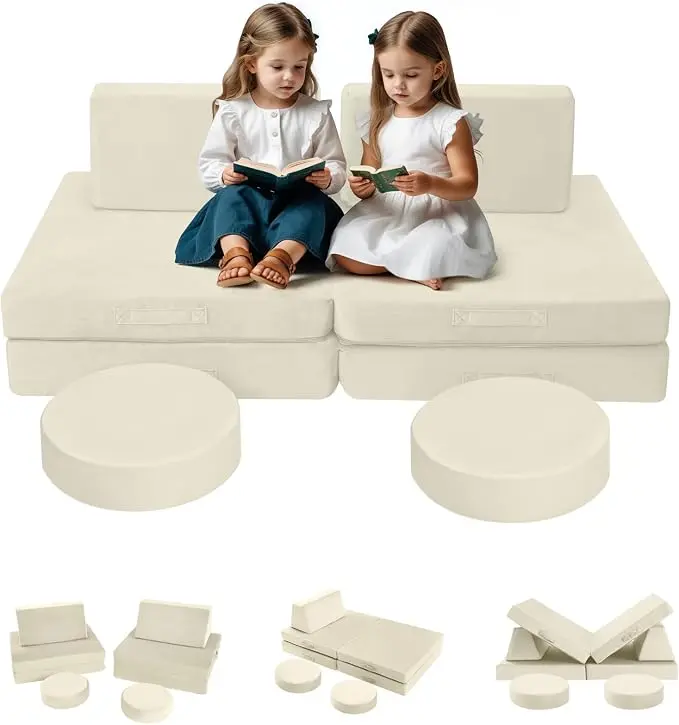 MeMoreCool Kids Play Couch, 8-Piece Modular Foam Sofa