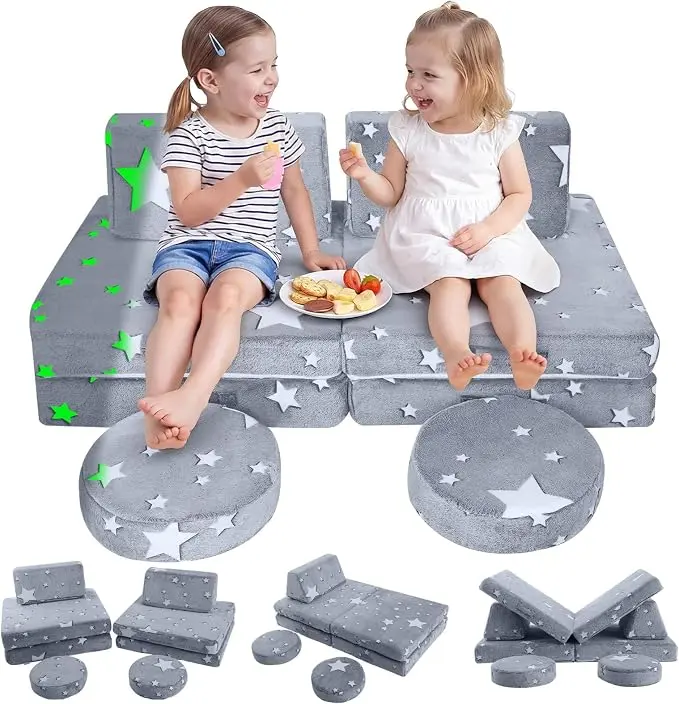 MeMoreCool Kids Play Couch, 8-Piece Modular Toddler Couch