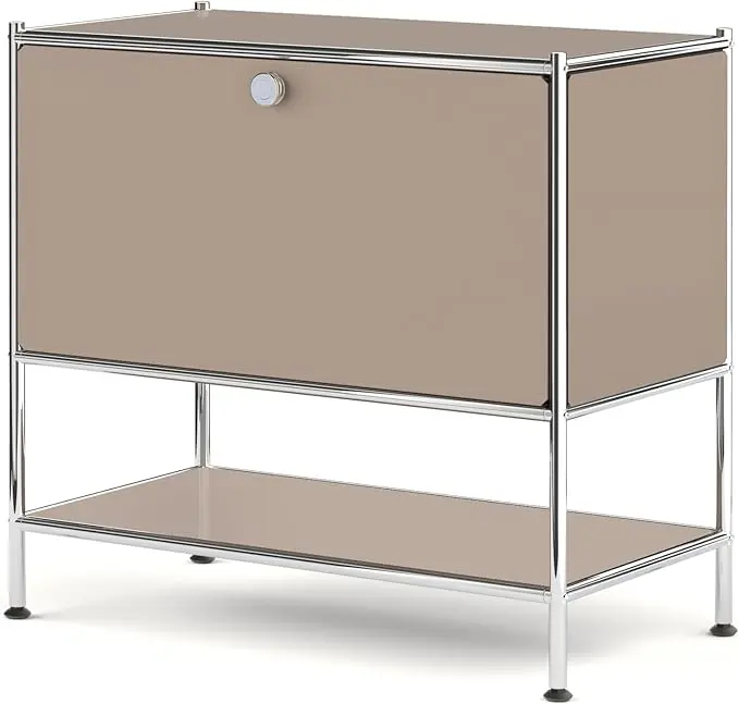 Metal Sidetable with Flap Door, 27.5" Height