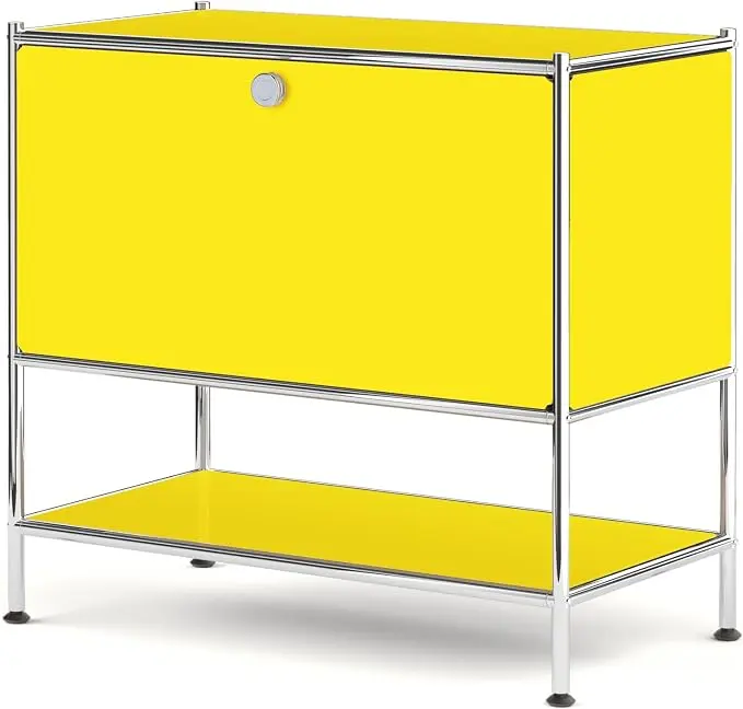 Metal Sidetable with Flap Door, 27.5" Height