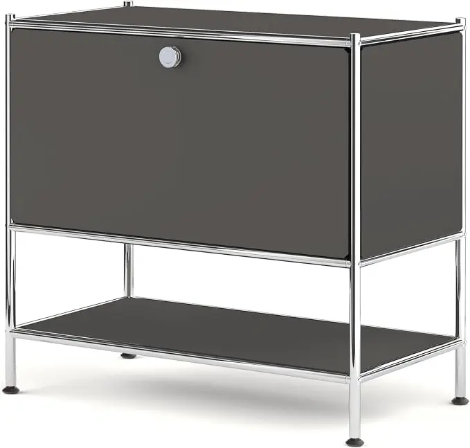 Metal Sidetable with Flap Door, 27.5" Height