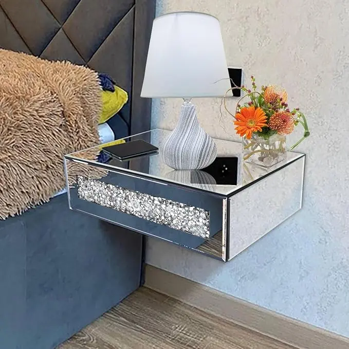 Mirrored Floating Bedside Nightstand