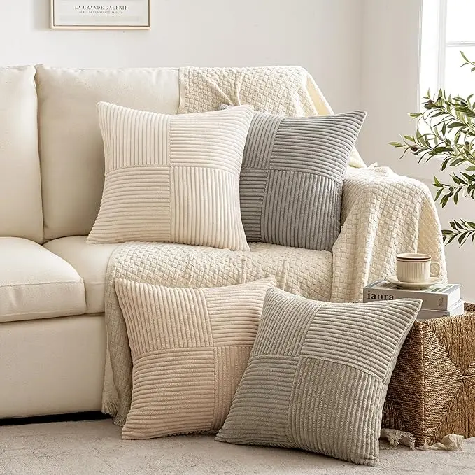 MIULEE Neutral Decorative Throw Pillow Covers 18x18 Inch Set of 4