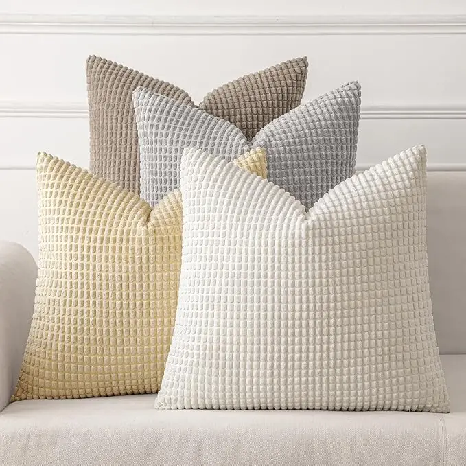 MIULEE Neutral Harmony Decorative Pillow Covers 18x18 Inch Set of 4 Rustic