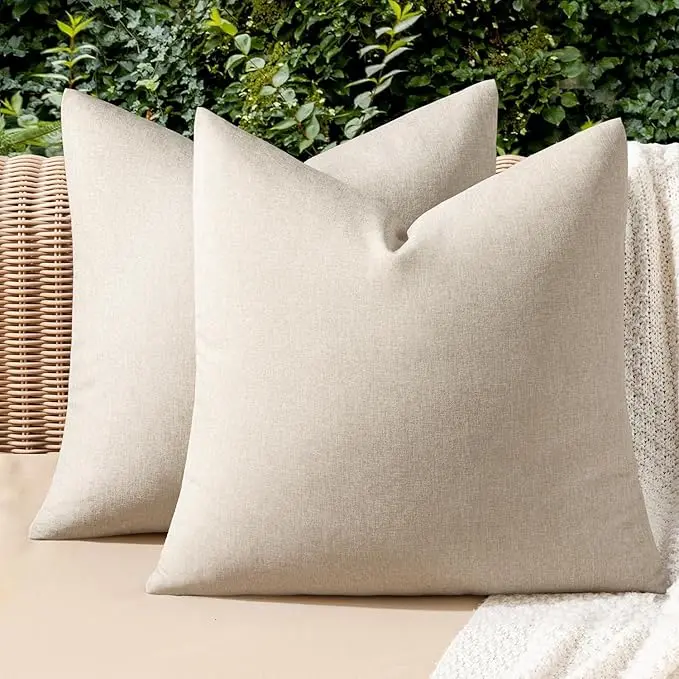 MIULEE Pack of 2 Decorative Outdoor Solid Waterproof Throw Pillow Covers Euro