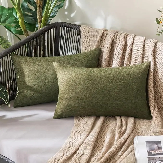 MIULEE Pack of 2 Decorative Outdoor Solid Waterproof Throw Pillow Covers Spring