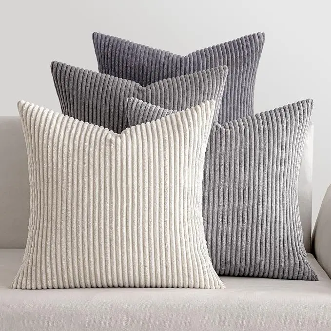 MIULEE Pack of 4 Neutral Grey Gradient Decorative Throw Pillow Covers 18x18